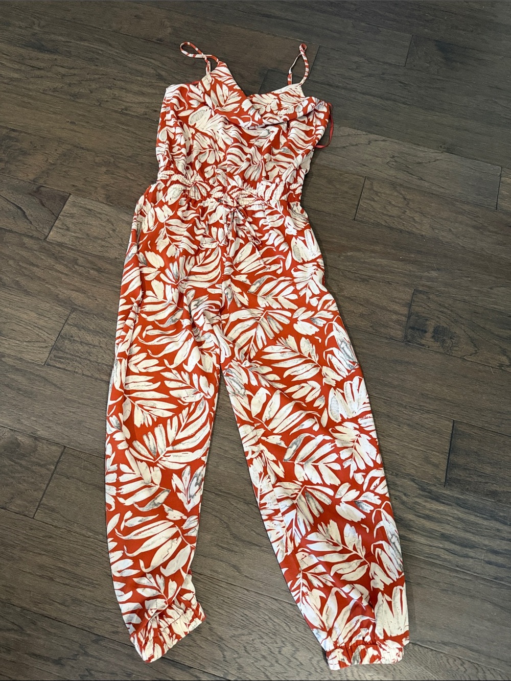 Pinch Orange and White Tropical Print Jumpsuit